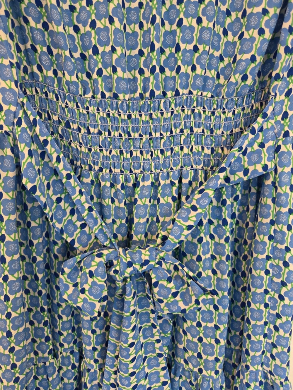 Max Studio maxi dress XS blue/white floral tiered flutter sleeves button down - Picture 3 of 13
